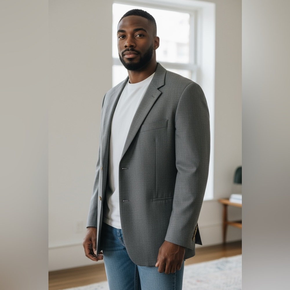 Hugo Boss Einstein/Sigma 100% Virgin Wool Dark Gray Men's Blazer - Size 42R